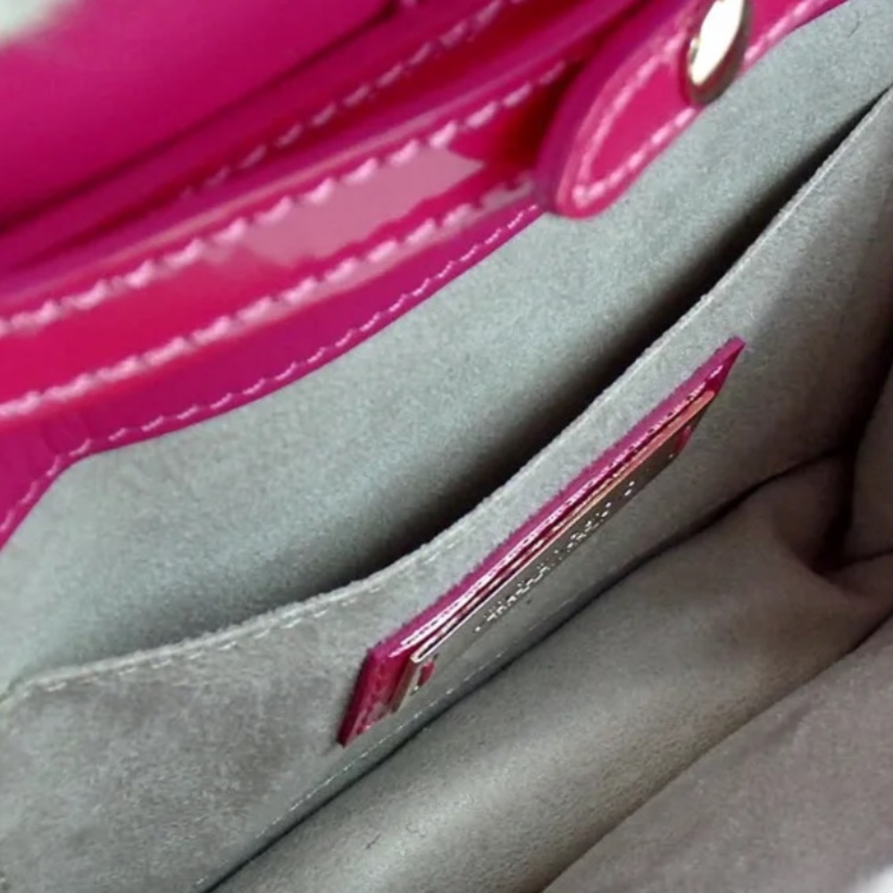 AUTH JIMMY CHOO 2way Handbag Suede Patent Leather RARE Barbie Pink - Picture 11 of 13